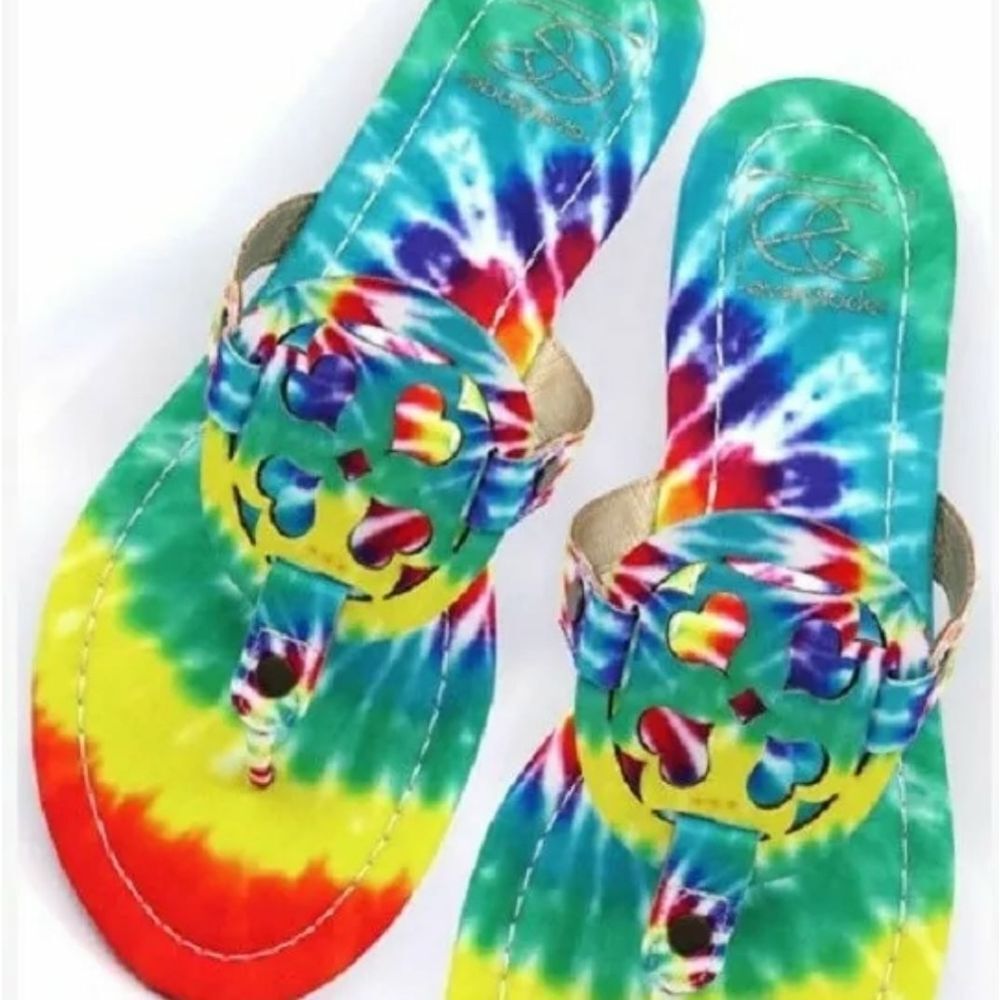 Tie Dye "Groovy" Sandals/Slippers - Picture 2 of 2